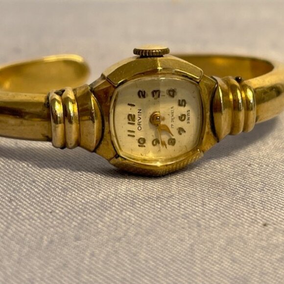 Orvin 17 Jewels 10 k gold plated bezel women's wrist swatch by A Hirsch Co. - Picture 1 of 3